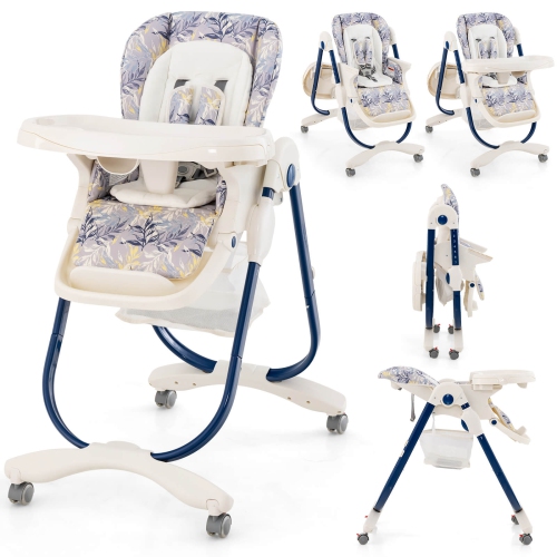 Chaise haute de Costway pour bébés et tout-petits avec repose-pieds à hauteur réglable sur roulettes