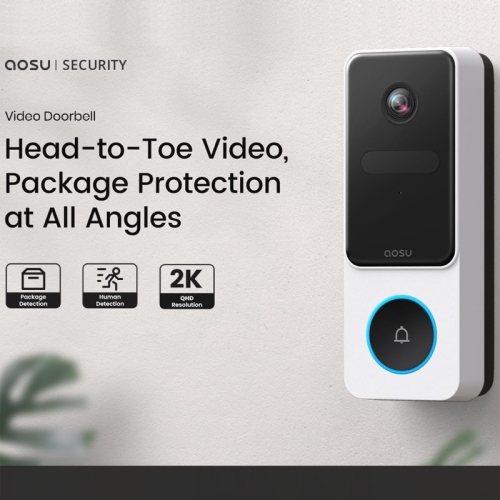 Aosu V8E 4MP Battery-Powered Ultra HD 2.4G Wi-Fi Smart Doorbell Camera and Chime with AI Motion Detection