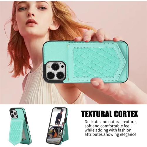 iPhone 15 Pro Max 6.7 inch Wallet Case – [Screen Protector, Mirror Card Holder, Crossbody]