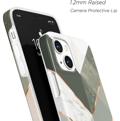 iPhone 15 Plus Case – [6.7 inch, Protective, Geometric Black Grey Marble, Slim, Soft TPU Silicone]