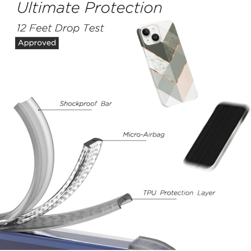 iPhone 15 Plus Case – [6.7 inch, Protective, Geometric Black Grey Marble, Slim, Soft TPU Silicone]