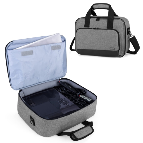 Projector Case, Projector Bag with Protective Laptop Sleeve, Projector Carrying Case with Accessories Pockets, Gray