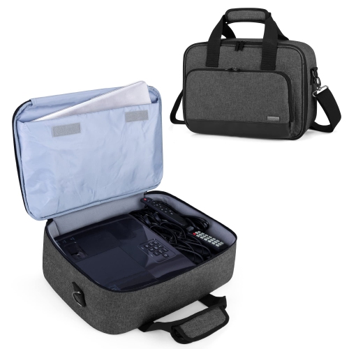 Projector Case, Projector Bag with Protective Laptop Sleeve, Projector Carrying Case with Accessories Pockets, Black