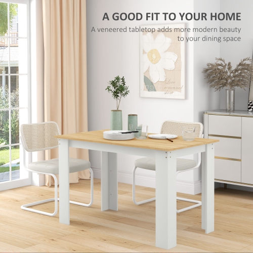 HOMCOM 47" Dining Table for 4-6 People, Modern Rectangular Kitchen Table with Wood Effect for Dining Room, Living Room, Oak