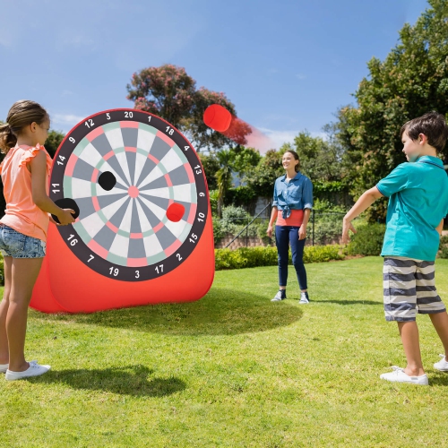 Costway Large Dart Board for Kids with 4 Kick Balls, Carrying Bag Giant Outdoor Kick