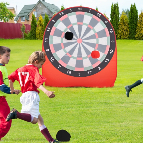 Costway Large Dart Board for Kids with 4 Kick Balls, Carrying Bag Giant Outdoor Kick