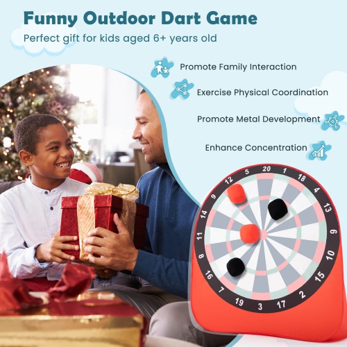 Costway Large Dart Board for Kids with 4 Kick Balls, Carrying Bag Giant Outdoor Kick