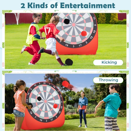 Costway Large Dart Board for Kids with 4 Kick Balls, Carrying Bag Giant Outdoor Kick