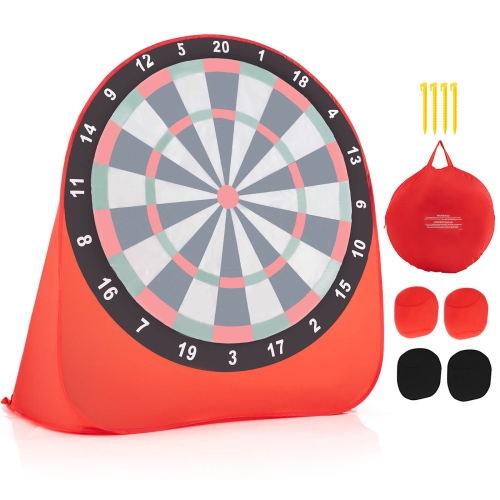 Costway Large Dart Board for Kids with 4 Kick Balls, Carrying Bag Giant Outdoor Kick