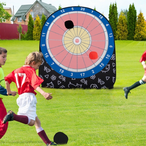 Costway Large Dart Board for Kids with 4 Kick Balls, Carrying Bag Giant Outdoor Kick