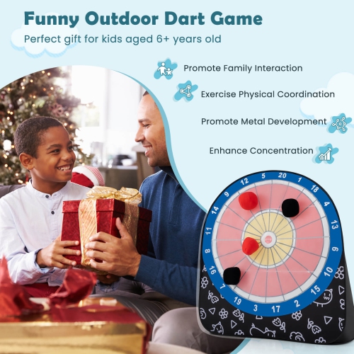 Costway Large Dart Board for Kids with 4 Kick Balls, Carrying Bag Giant Outdoor Kick