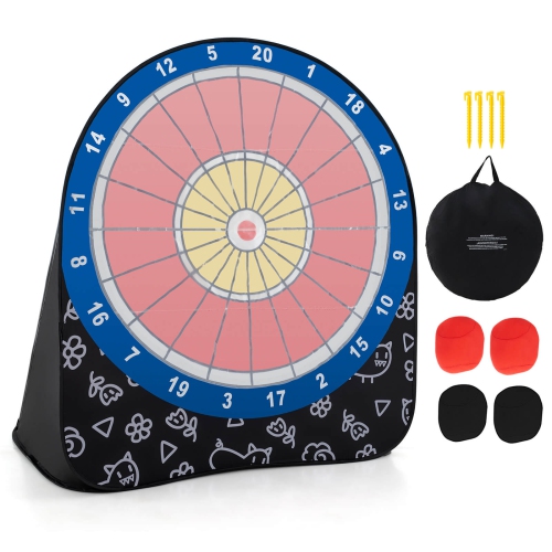 Costway Large Dart Board for Kids with 4 Kick Balls, Carrying Bag Giant Outdoor Kick