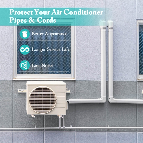 Costway 4" PVC Decorative Mini Split Line Set Cover with Flexible Duct & Straight Duct