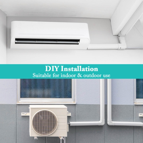 Costway 4" PVC Decorative Mini Split Line Set Cover with Flexible Duct & Straight Duct