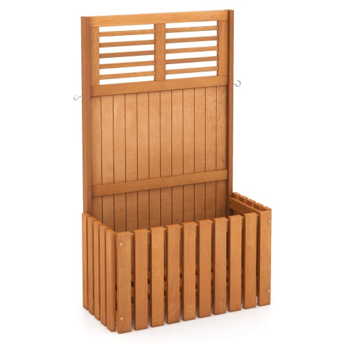 Costway Wooden Plant Stand Raised Garden Bed with Trellis & Planter Box Privacy Screen