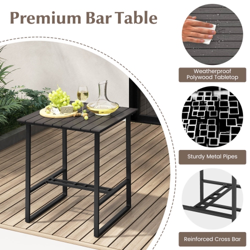 Costway 5-Piece Counter Bar Set Patio Rattan Counter Set with Tabletop