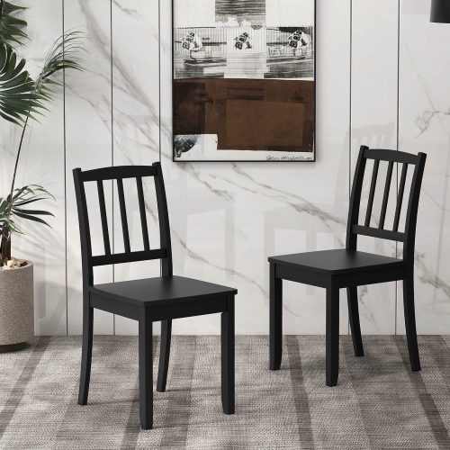 Costway Wood Dining Chair Set of 2 with Rubber Wood Legs Curved Backrest for Kitchen