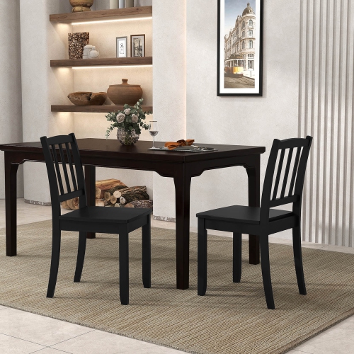 Costway Wood Dining Chair Set of 2 with Rubber Wood Legs Curved Backrest for Kitchen