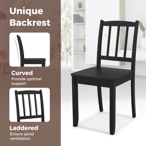 Costway Wood Dining Chair Set of 2 with Rubber Wood Legs Curved Backrest for Kitchen