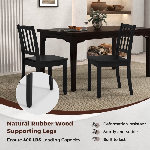 Costway Wood Dining Chair Set of 2 with Rubber Wood Legs Curved Backrest for Kitchen