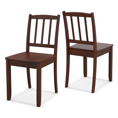 Ensemble de 2 chaises de salle à manger en bois de Costway avec pattes en caoutchouc et dossier incurvé pour la cuisine