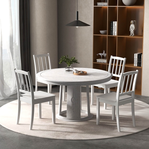 Costway Wood Dining Chair Set of 2 with Rubber Wood Legs Curved Backrest for Kitchen