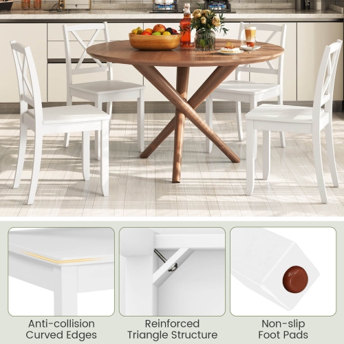 Costway Dining Chair Set of 2 Kitchen Side Chairs with Rubber Wood Legs & Cross Back