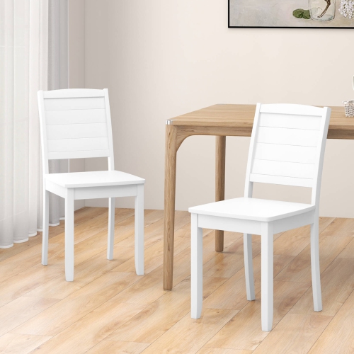 Costway Armless Wood Dining Chair Set of 2 with Rubber Wood Legs Curved Backrest Kitchen