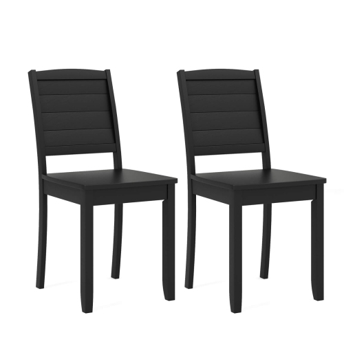 COSTWAY  Armless Wood Dining Chair Set Of 2 With Rubber Wood Legs Curved Backrest Kitchen