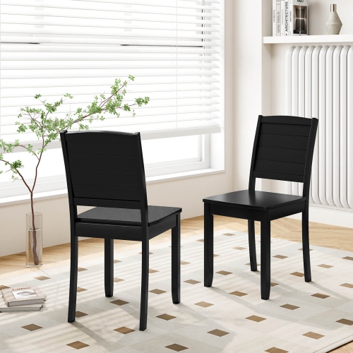 Costway Armless Wood Dining Chair Set of 2 with Rubber Wood Legs Curved Backrest Kitchen