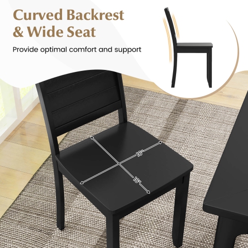 Costway Armless Wood Dining Chair Set of 2 with Rubber Wood Legs Curved Backrest Kitchen