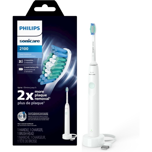 Brosse à dents électrique Philips Sonicare 2100, brosse à dents électrique rechargeable, blanc