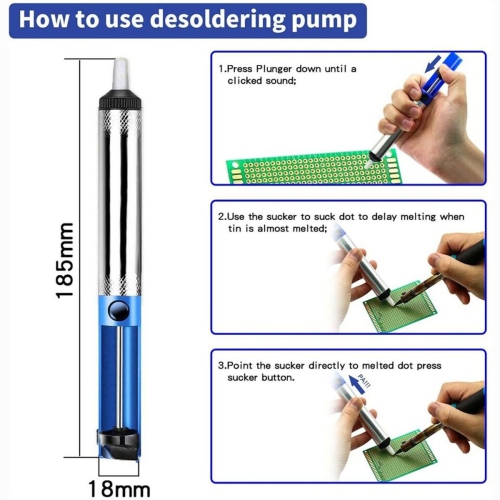 Desoldering Pump,Electric Soldering Iron Auxiliary Tool Manual Desoldering Suction Pump,Vacuum Pump Solder Removal Too