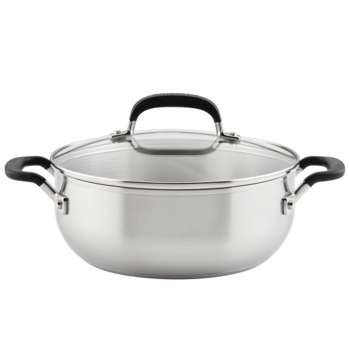 KITCHENAID  Stainless Steel Casserole With Lid, 4-Quart, Brushed Stainless Steel I got this to try since I'm always looking for the next great pan to add to my kitchen and I am so glad I did!  It is a great stainless steel pan, nice and big