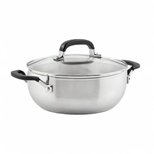 KitchenAid Stainless Steel Casserole with Lid, 4-Quart, Brushed Stainless Steel
