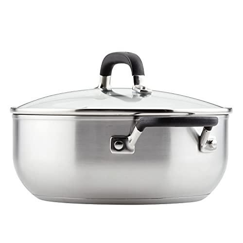 KitchenAid Stainless Steel Casserole with Lid, 4-Quart, Brushed Stainless Steel