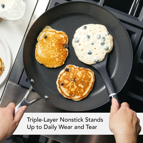 Poêle antiadhésive KitchenAid, 3 couches, acier inoxydable, 12 po, acier inoxydable brossé