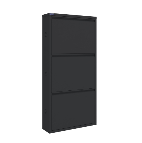 AYK 3-Door metal shoe cabinet with side ventilation - Dark Gray