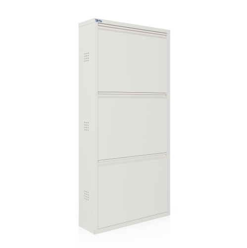 AYK 3-Door metal shoe cabinet with side ventilation - white