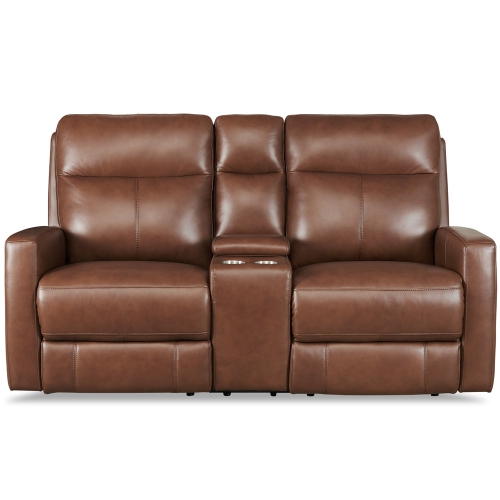 Hydeline Vienna Power Headrest Top Grain Leather Zero Gravity Reclining Loveseat with Console, Memory Foam, Pocket Coils and Control Panel