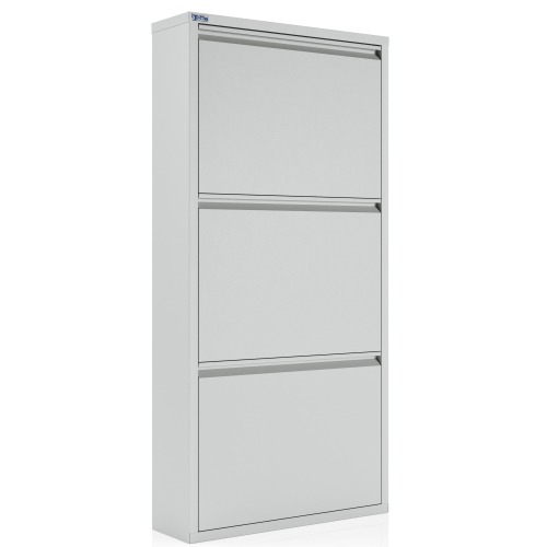 CEHA CANADA  Ayk 3-Door Metal Shoe Cabinet - Light In Gray