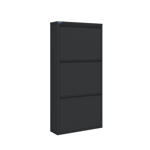 AYK 3-Door metal shoe cabinet - Dark Gray