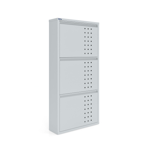 AYK 3-Door metal shoe cabinet with front ventilation - Light Gray