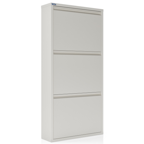 AYK 3-Door metal shoe cabinet - white