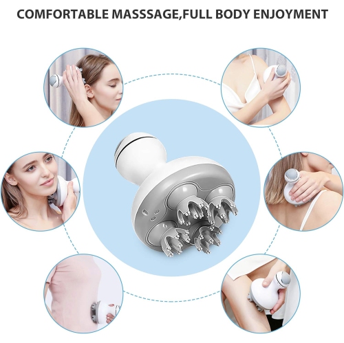 Appareil de massage pour le cuir chevelu, sans fil et rechargeable, appareil de massage pour la tête pour améliorer la croissance des cheveux, blanc