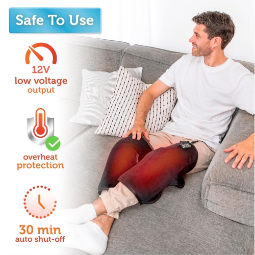 Bandage chauffant pour genou de COMFIER avec massage, vibreur pour genou avec coussin chauffant pour genou, appareil de massage pour les jambes,