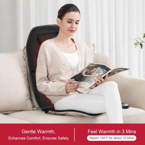 Coussin de siège de massage COMFIER avec chaleur et 10 moteurs de vibration, Cadeaux de Noël pour femmes, hommes, noir