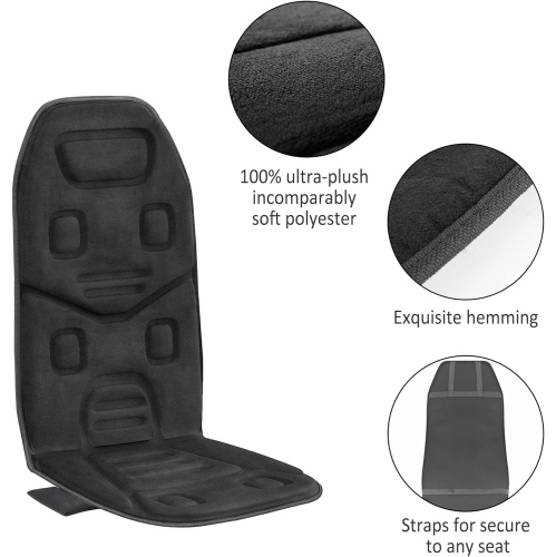Coussin de siège de massage COMFIER avec chaleur et 10 moteurs de vibration, Cadeaux de Noël pour femmes, hommes, noir