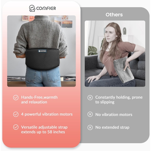 COMFIER Heating Pad for Back Pain Heat Belly Wrap Belt with Vibration Massage Adjustable Belt, Gifts for Family