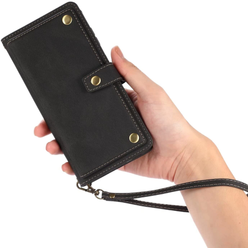 Étui-portefeuille en cuir magnétique étui-portefeuille rabat en cuir antichoc avec 9 fentes pour cartes de crédit pour iPhone 14 PLUS - GRATUIT